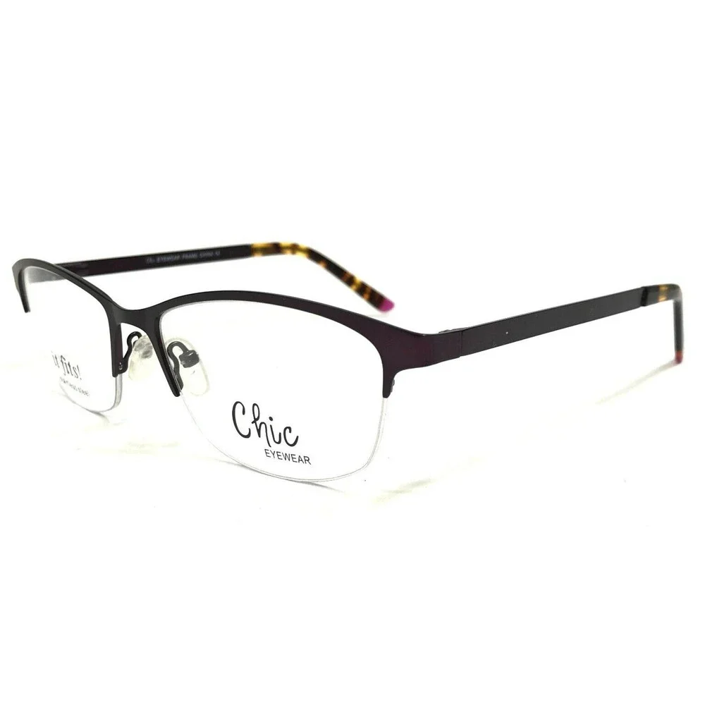 Chic Eyeglasses Frames TIFFANYPACE TORT MATT PURPLE Cat Eye Half Rim 57-18-145